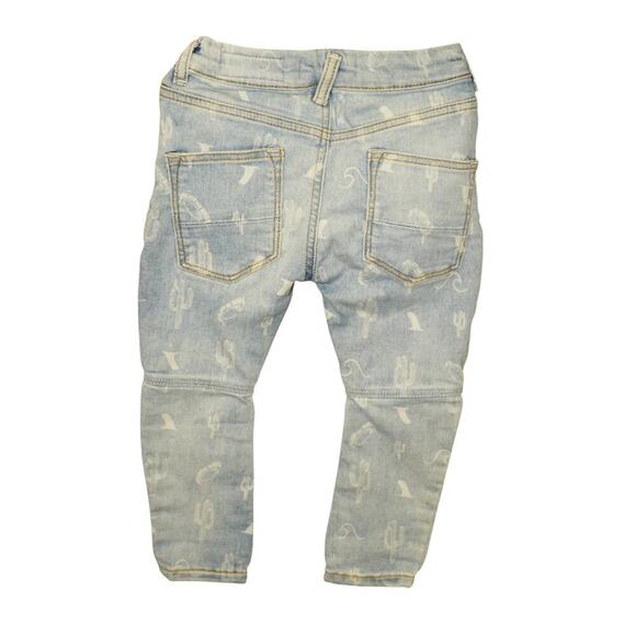 Zara Baby Boys Light Denim Jeans Western Print Cactus Boots Lasso Size 18-24M - Picture 2 of 4